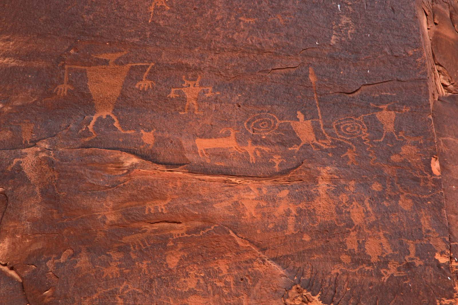 Hidden Valley Trail in Moab with sandstone cliffs and petroglyphs 