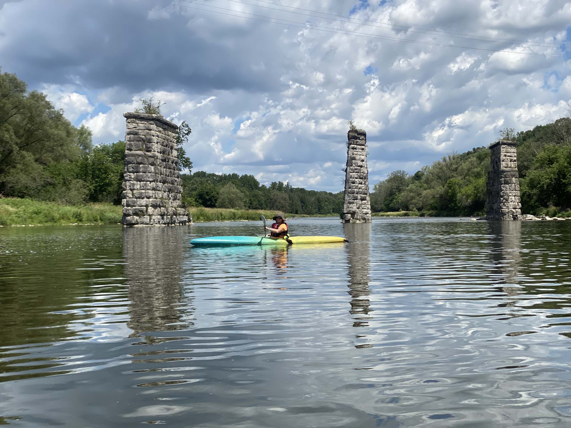 Kayaking on the Grand River at Paris Ontario