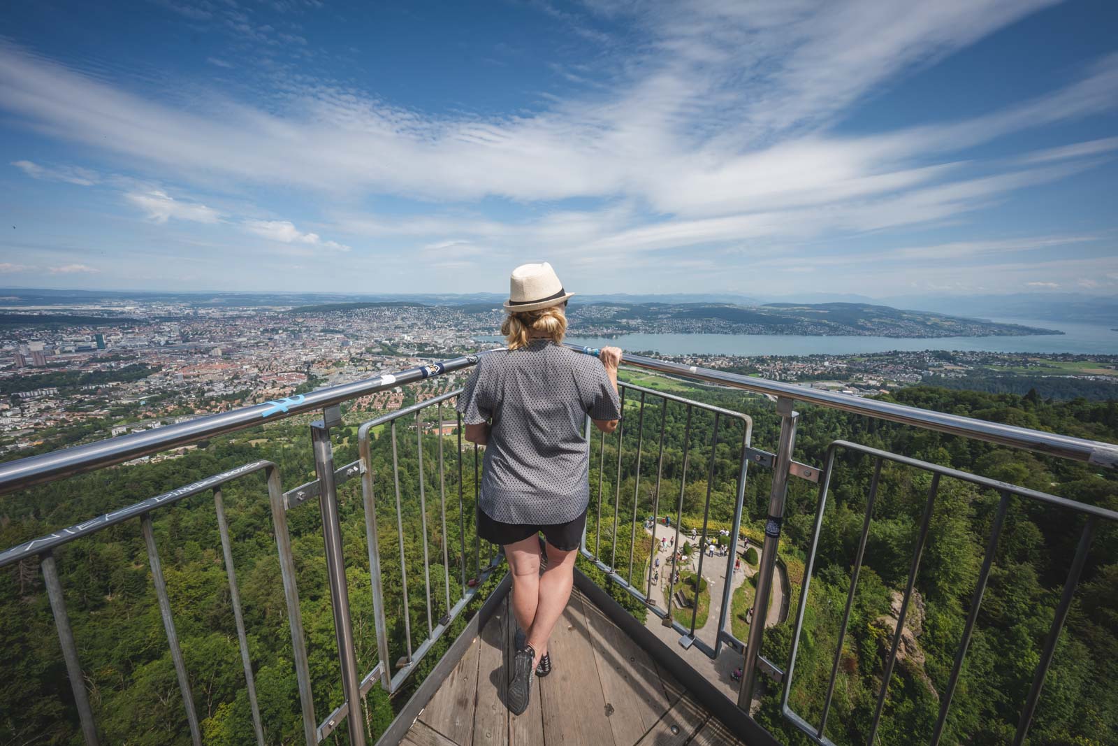 Panoramic view over Zurich and Lake Zurich from the Uetliberg observation platform