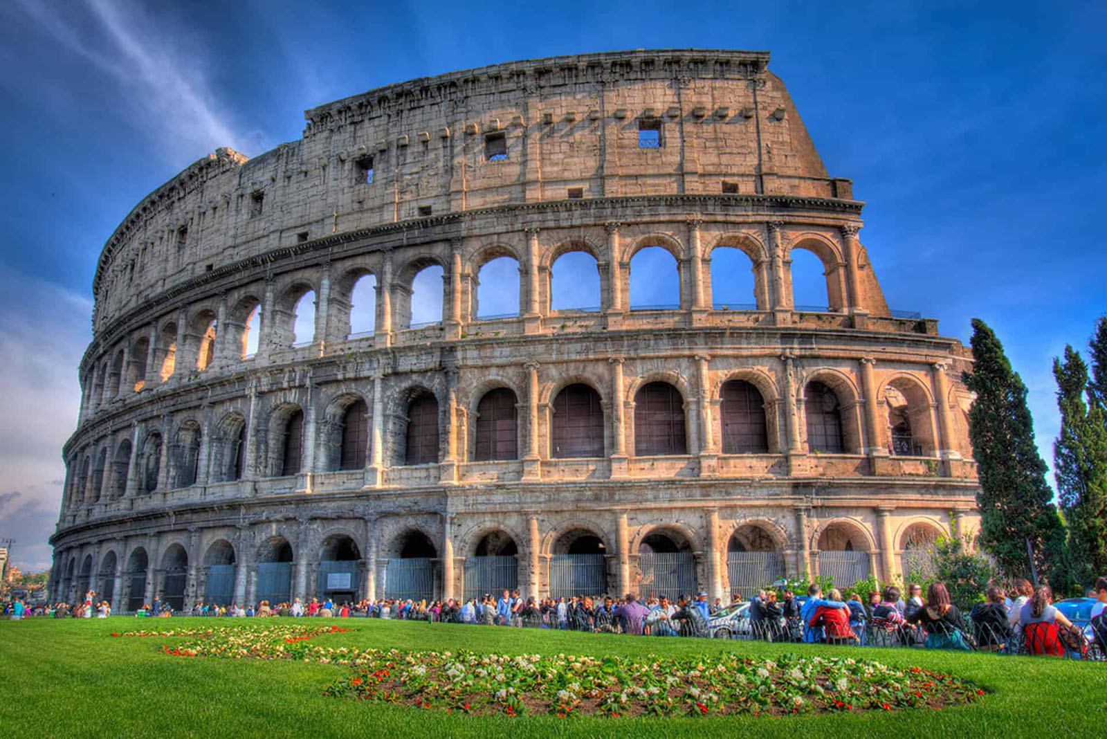 Exterior view of the Roman Colosseum in Rome, Italy