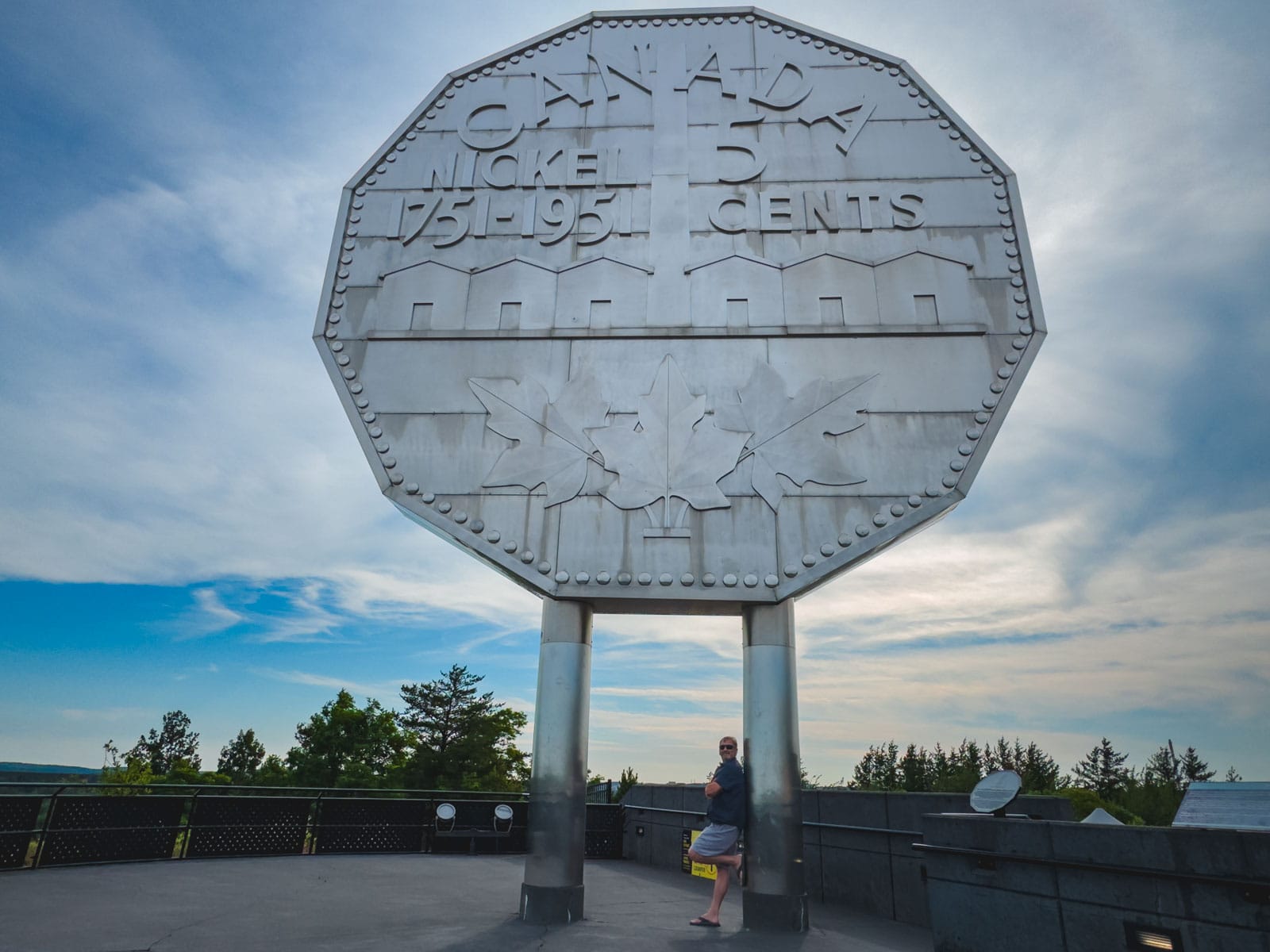 Iconic Big Nickel monument outside Dynamic Earth in Sudbury Ontario