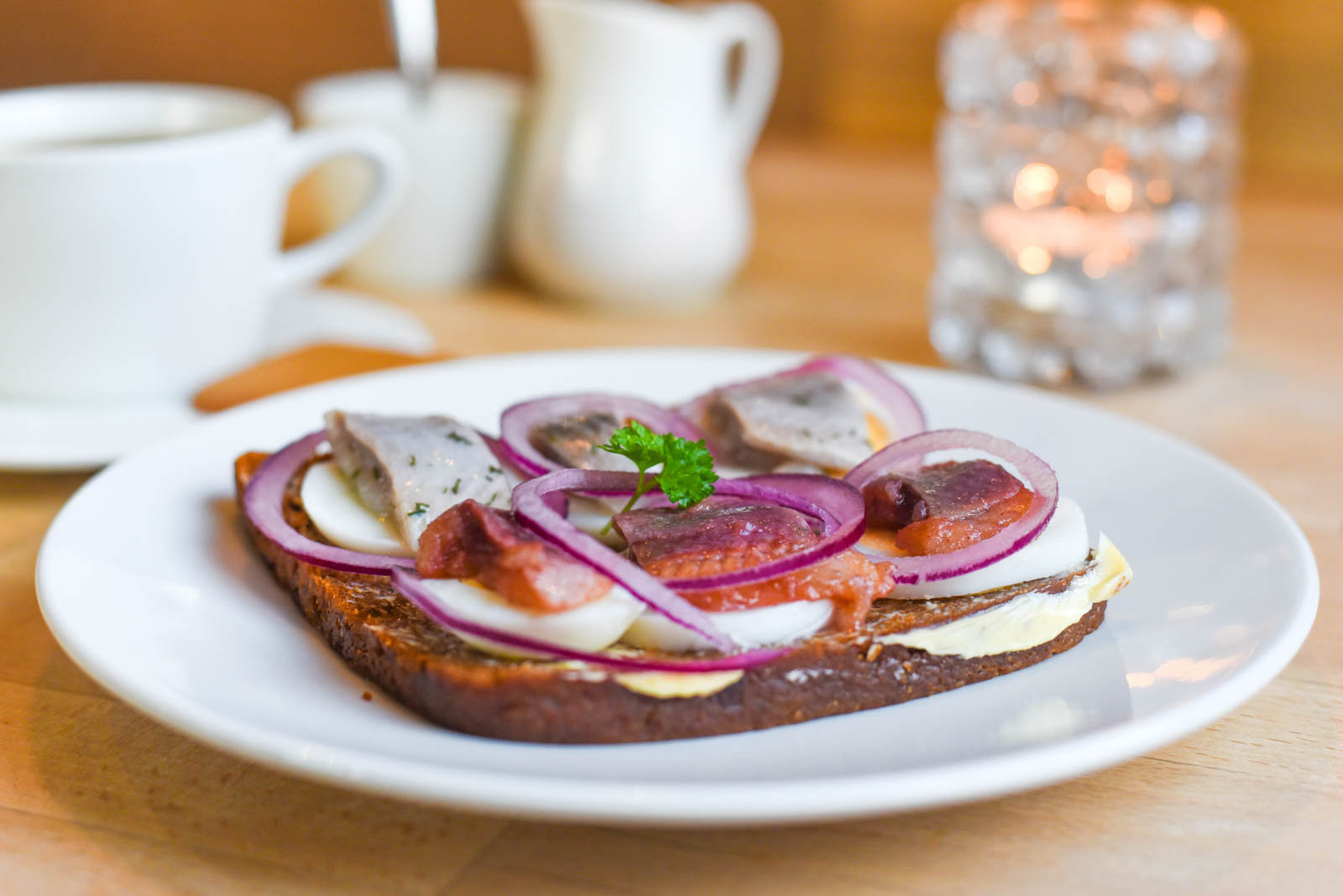 pickled herring for breakfast at a harbour café in Ísafjörður