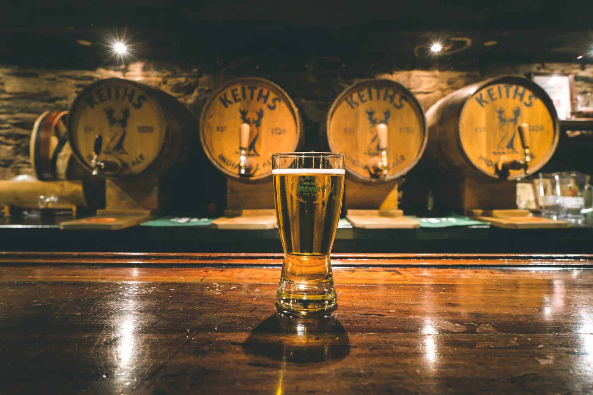 Enjoying a beer at the Alexander Keith's Brewery in Halifax, Nova Scotia