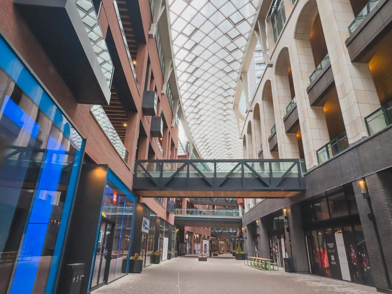 The shops lining the interior of The Well in Toronto