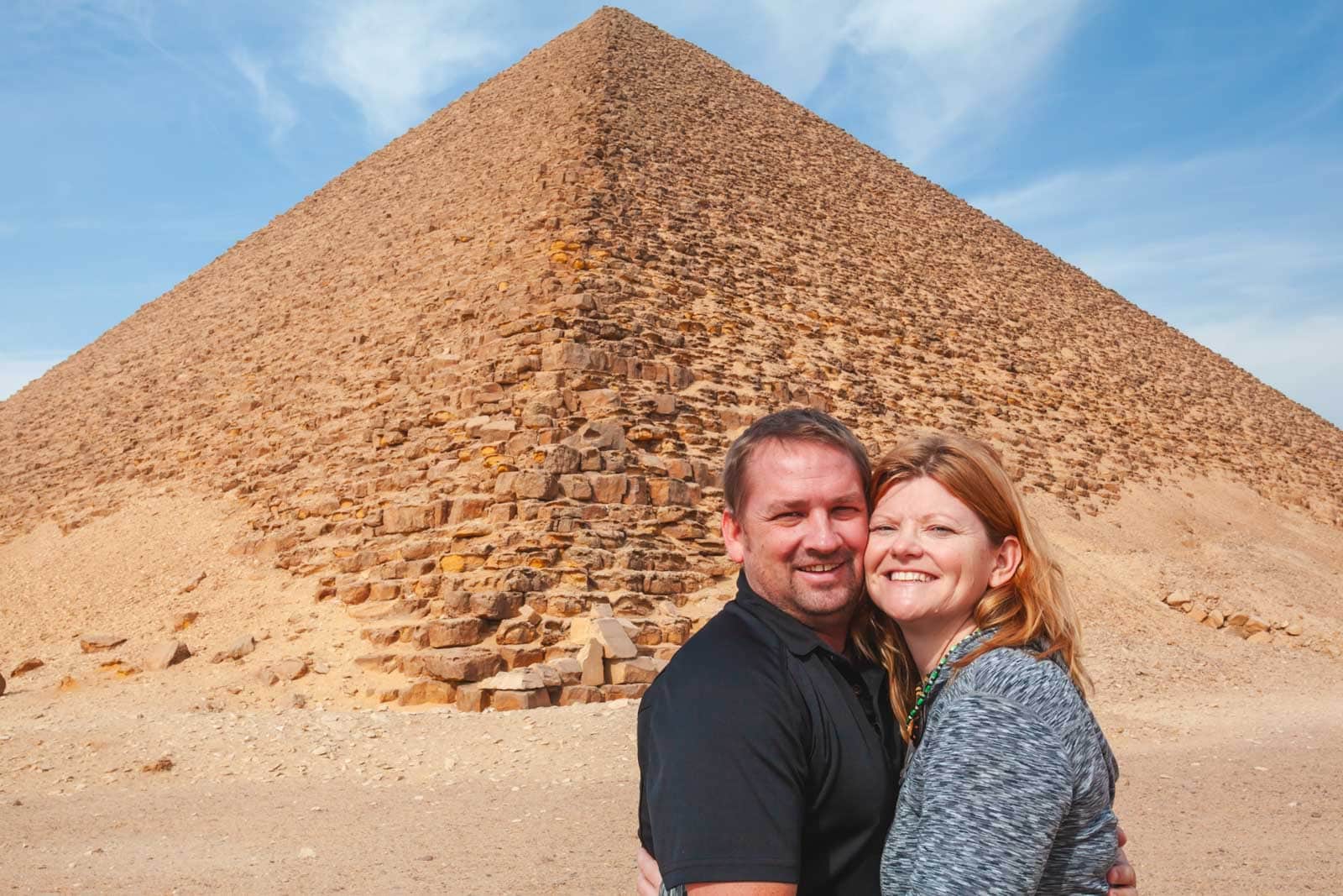 Dave and Deb at the Red Pyramids in Egypt